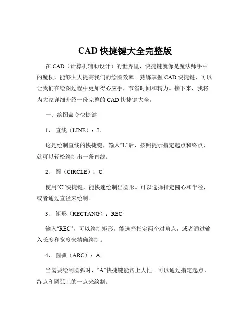 CAD快捷键大全完整版