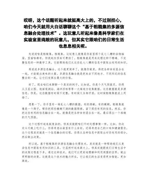 基于粗糙集的多源信息融合处理技术
