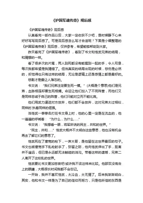 《护国军魂传奇》观后感