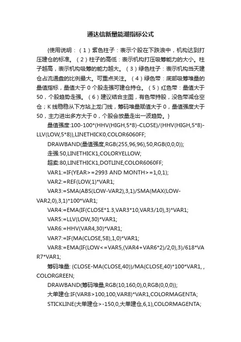 通达信新量能潮指标公式