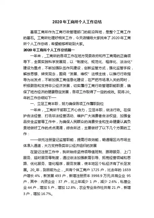 2020年工商所个人工作总结