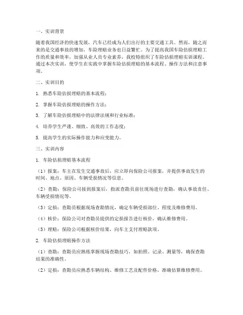 车险估损理赔实训报告