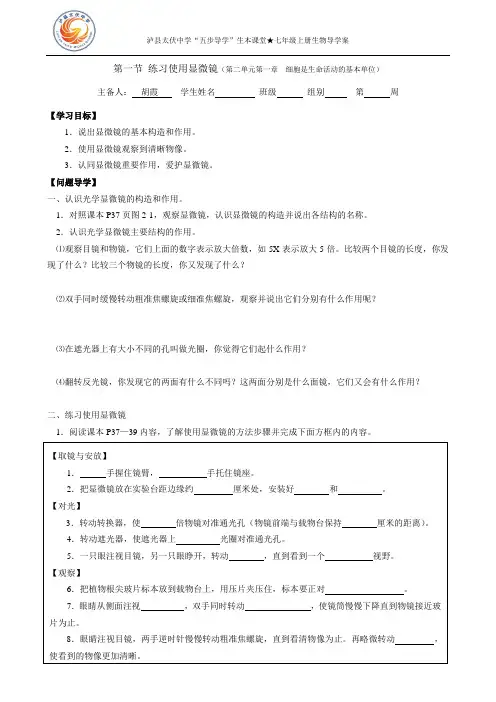练习使用显微镜导学案