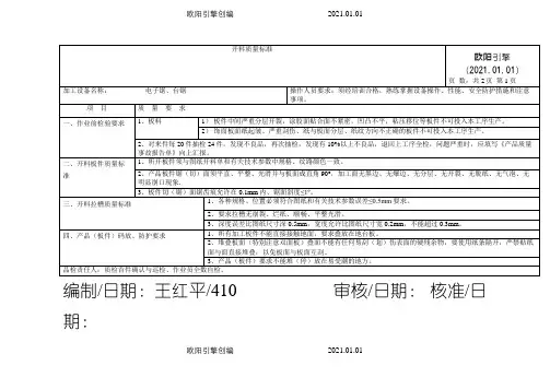 板式家具工序质量标准及检验规范之欧阳引擎创编