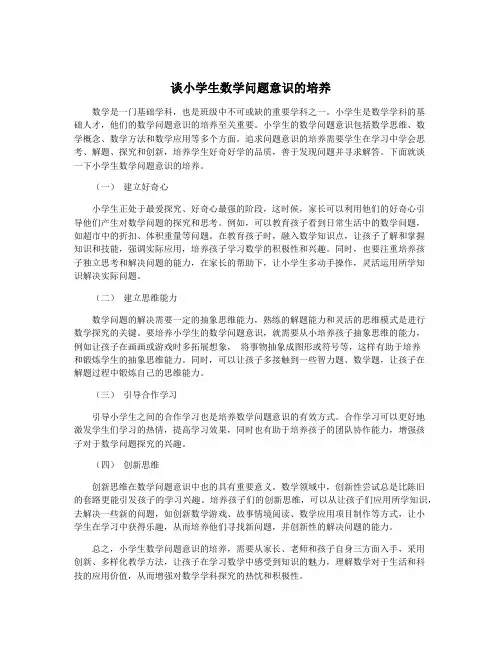 谈小学生数学问题意识的培养