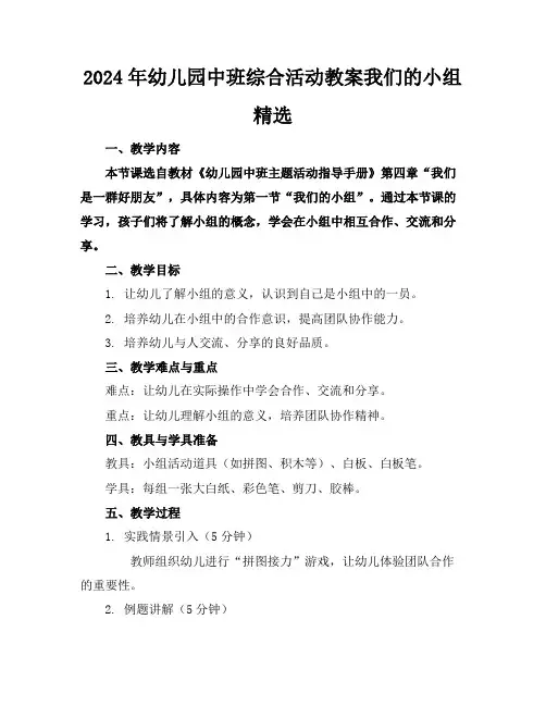 2024年幼儿园中班综合活动教案我们的小组精选