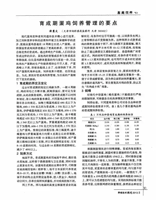 育成期蛋鸡饲养管理的要点