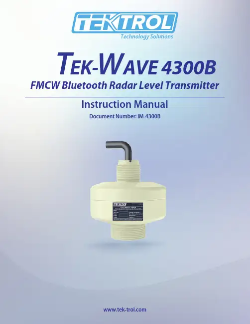 Tek-Wave 4300B FMCW Bluetooth 雷达水位传感器手册