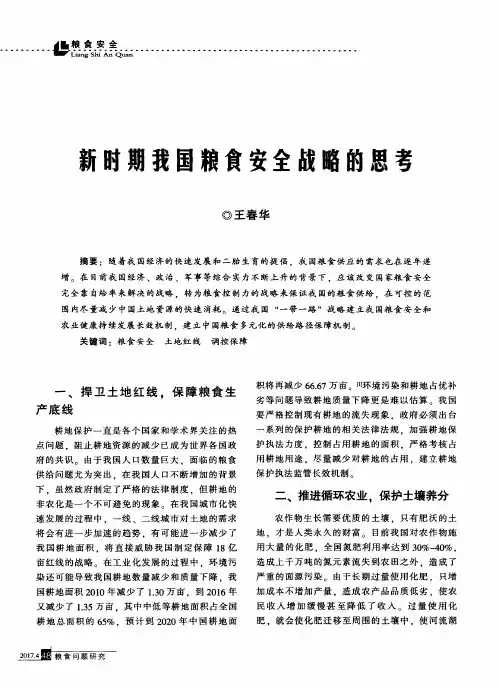 新时期我国粮食安全战略的思考