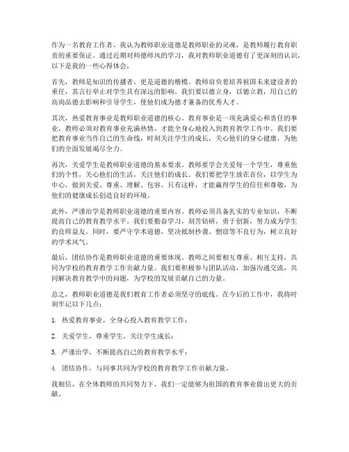 教师师德之我见心得体会