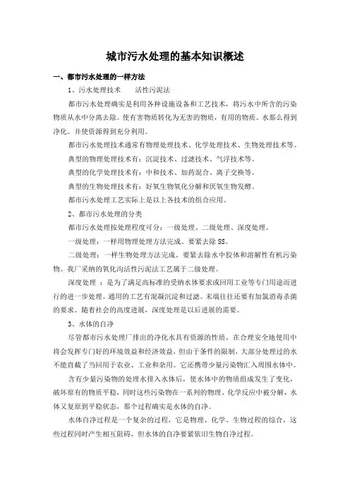 城市污水处理的基本知识概述