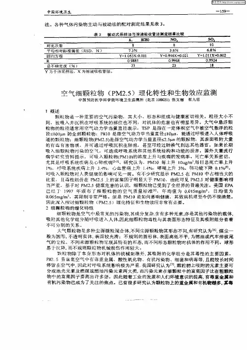 空气细颗粒物(PM2.5)理化特性和生物效应监测