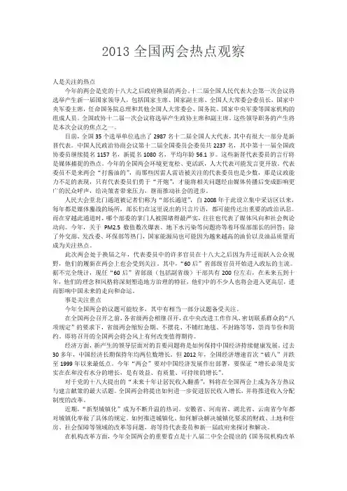 2013全国两会热点观察