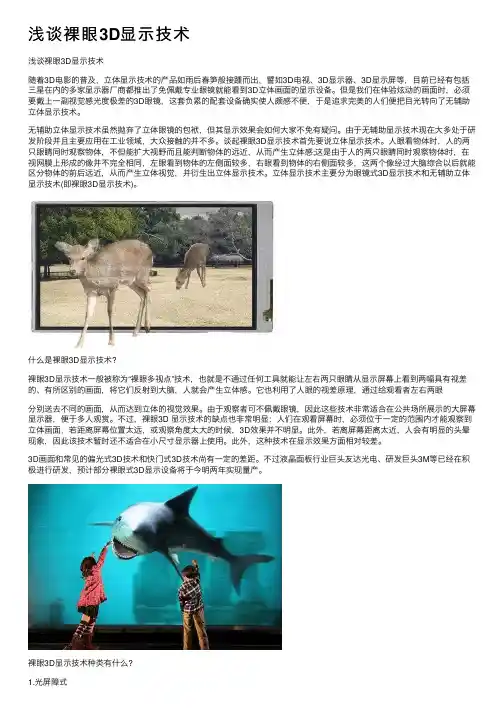浅谈裸眼3D显示技术