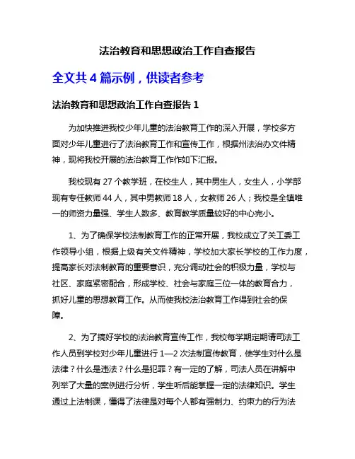 法治教育和思想政治工作自查报告