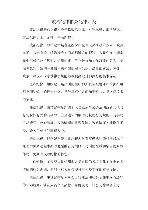 政治纪律群众纪律六类