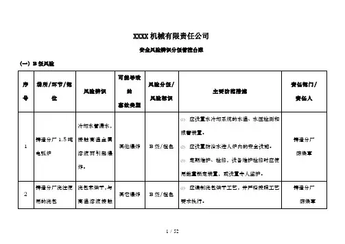 安全风险辨识分级管控台账
