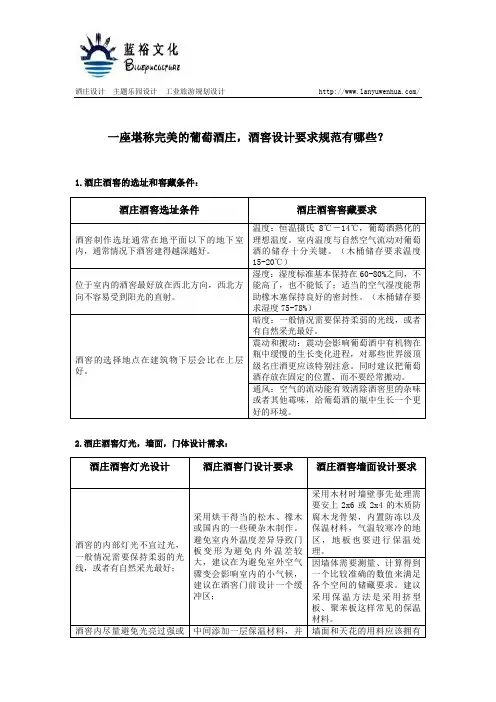 一座堪称完美的葡萄酒庄,酒窖设计要求规范有哪些？