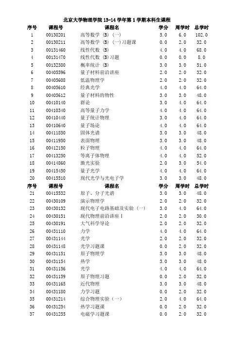 北大物理学院设置