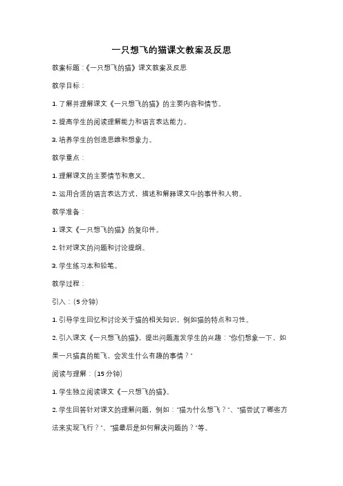 一只想飞的猫课文教案及反思