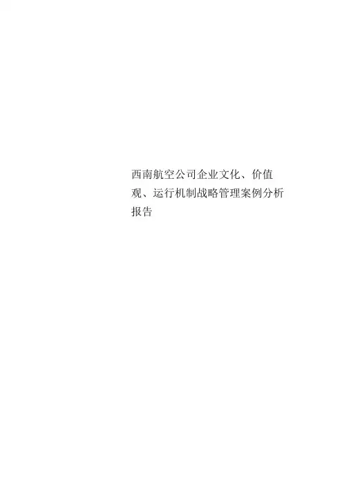 西南航空公司企业文化、价值观、运行机制战略管理案例分析报告