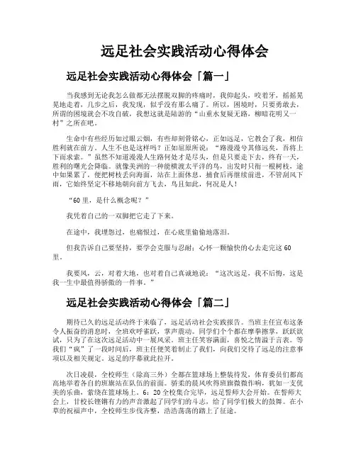 远足社会实践活动心得体会