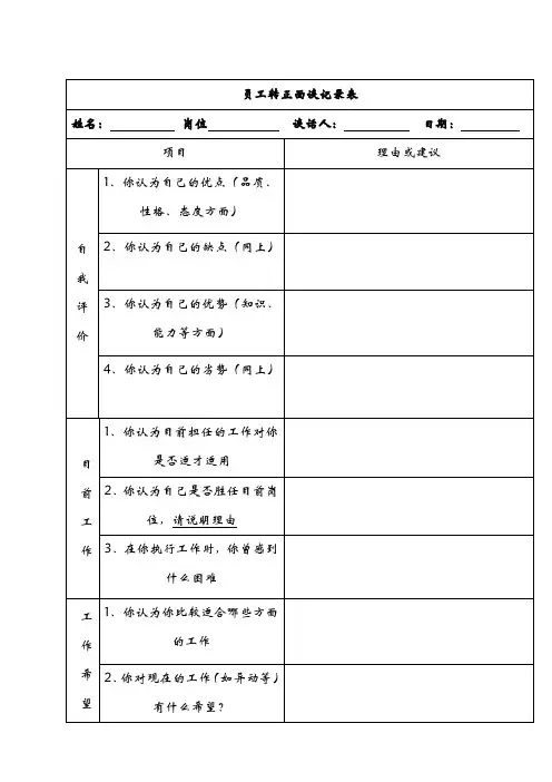 员工转正面谈记录表