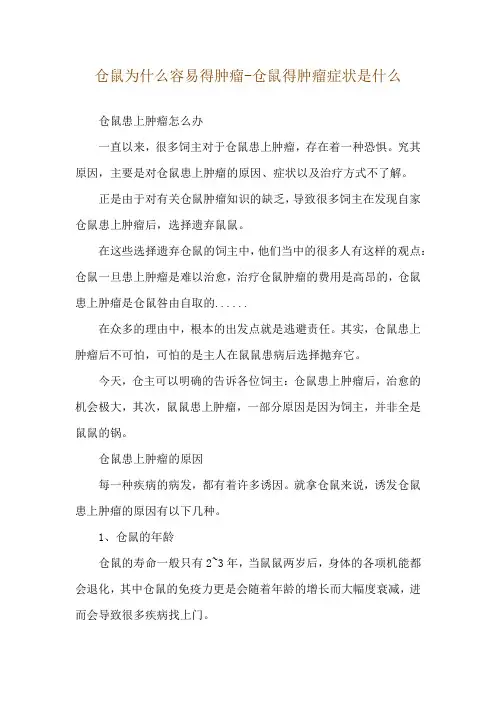 仓鼠为什么容易得肿瘤-仓鼠得肿瘤症状是什么