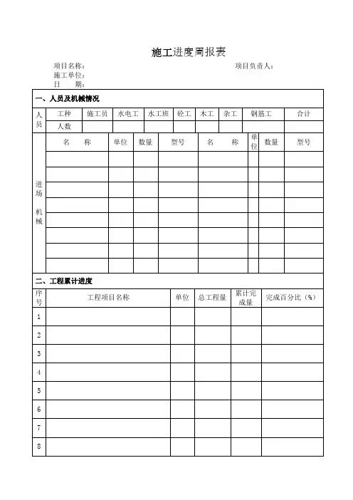 施工进度周报表