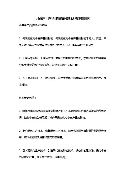 小麦生产面临的问题及应对策略