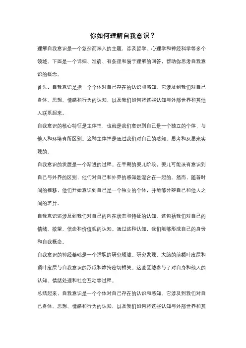 你如何理解自我意识？