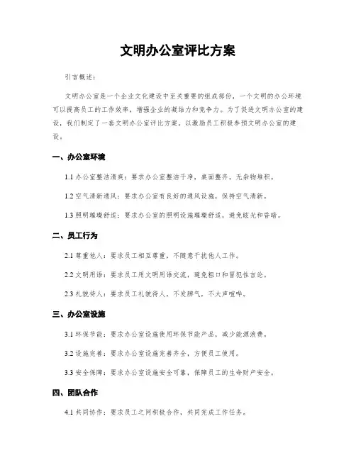 文明办公室评比方案
