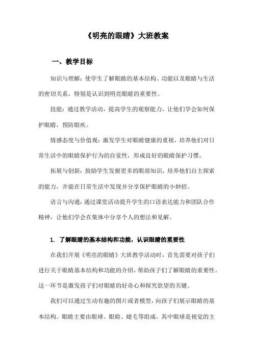 《明亮的眼睛》大班教案