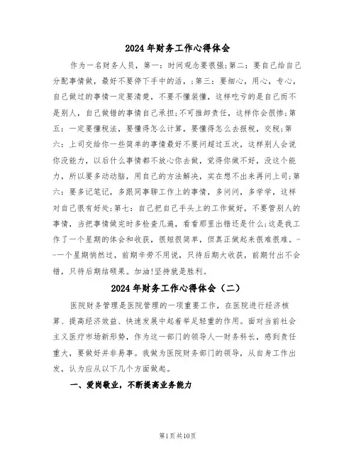 2024年财务工作心得体会(五篇)