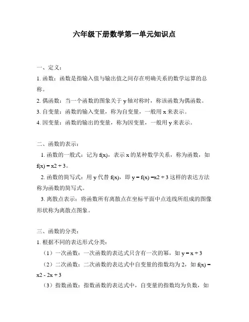 六年级下册数学第一单元知识点