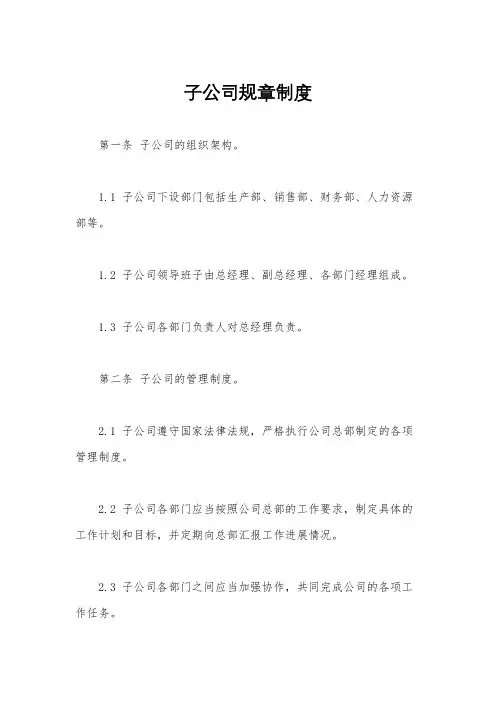 子公司规章制度