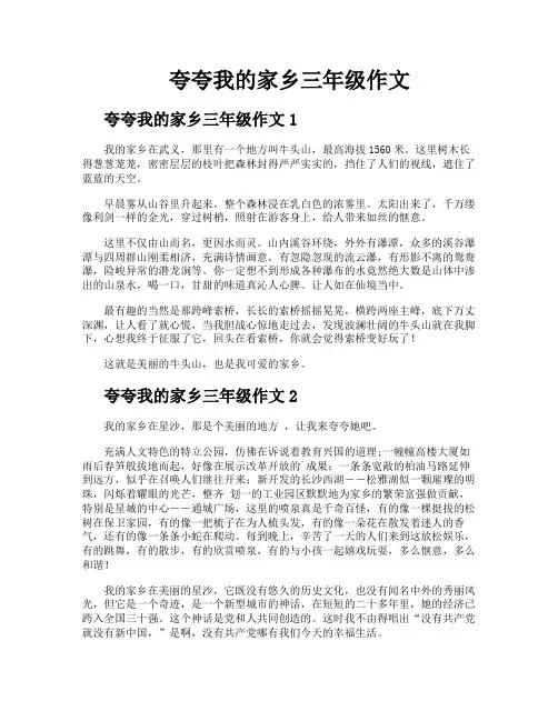 夸夸我的家乡三年级作文
