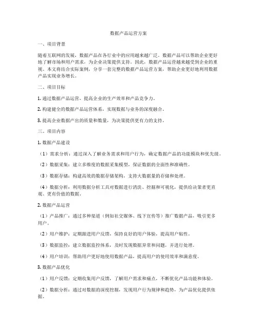 数据产品运营方案