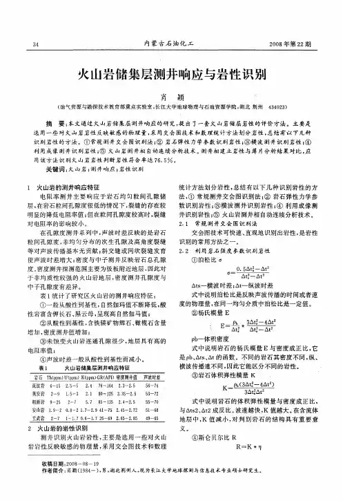 火山岩储集层测井响应与岩性识别