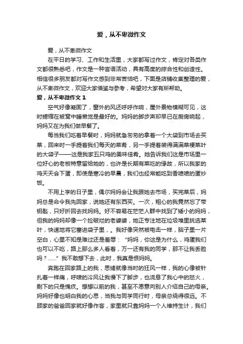 爱，从不卑微作文