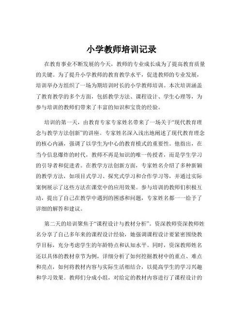 小学教师培训记录