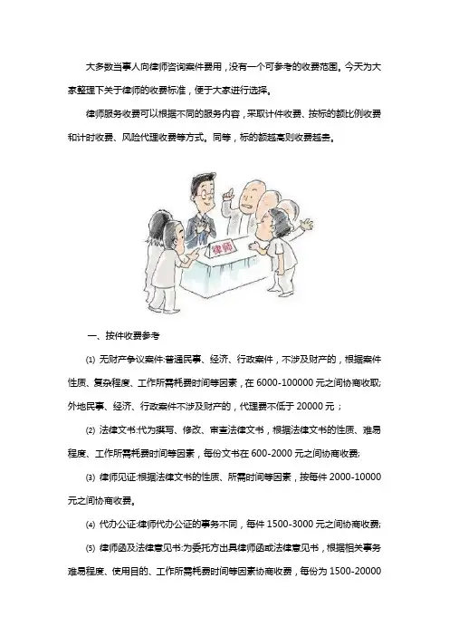 郑州律师收费标准
