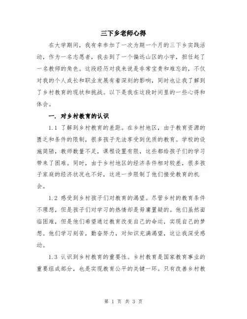 三下乡老师心得