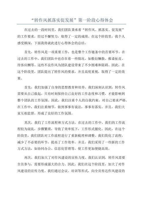 “转作风抓落实促发展”第一阶段心得体会