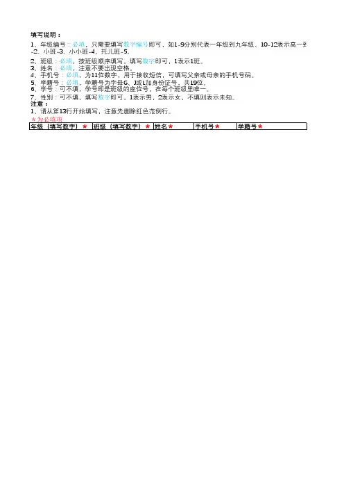 云平台学生导入模板