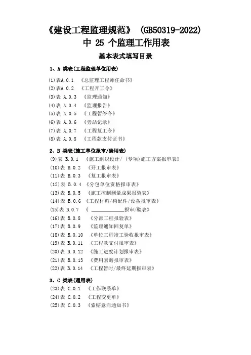 GB50319-2022_建设工程监理规范中用表