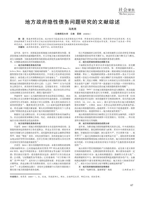 地方政府隐性债务问题研究的文献综述