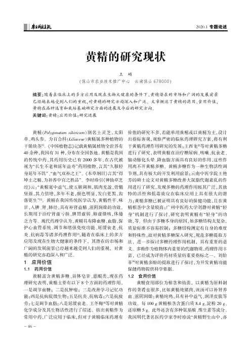 黄精的研究现状