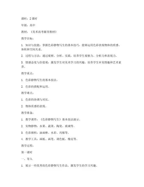 高中艺考美术讲课教案模板