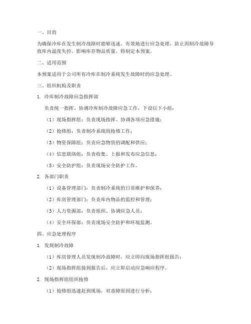 冷库制冷故障应急预案模板